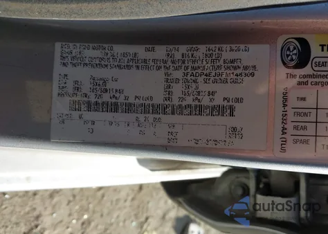 2015 Ford Fiesta Se z USA, uszkodzony, nr VIN 3FADP4EJ9FM148309